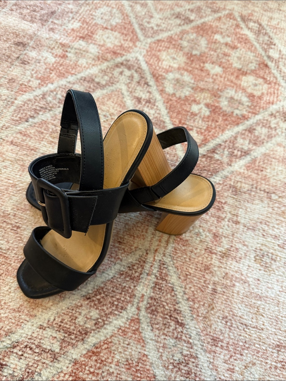 LC Lauren Conrad Black Strappy Block Heel Sandals with Buckle
